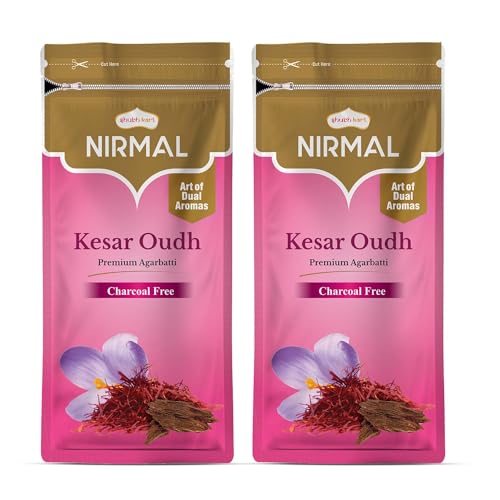 Shubhkart Nirmal Kesar Oudh Premium Agarbatti Zipper - 150Gm | Low Smoke Long Lasting Dual Fragrance