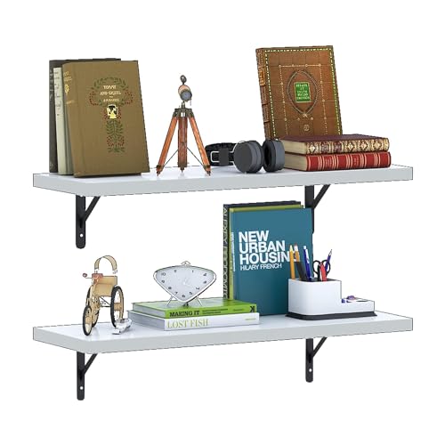 Klaxon Eric Wood & Metal Wall Mounted Floating Shelf, Wall Mount Shelves for Bedroom, Living Room,