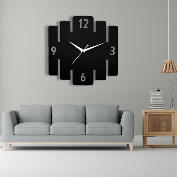 SIYA TRADING Wooden MDF Stylish Clock for Home Living Bedroom Kitchen | Tick Tick Wall Clock for