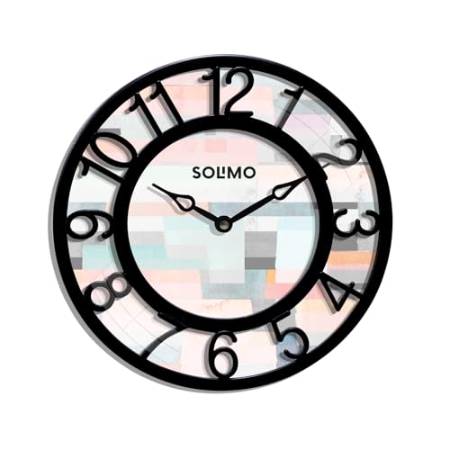 Amazon Brand - Solimo 8-inch Plastic Wall Clock/Table Clock - Zigzag (Black Frame, Quartz Movement)