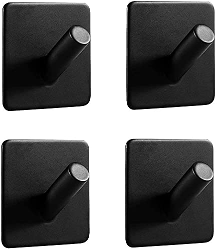 Zollyss 2 Pcs Towel Hooks Wall Hooks for Hanging – Matte Black Stainless Steel Waterproof with