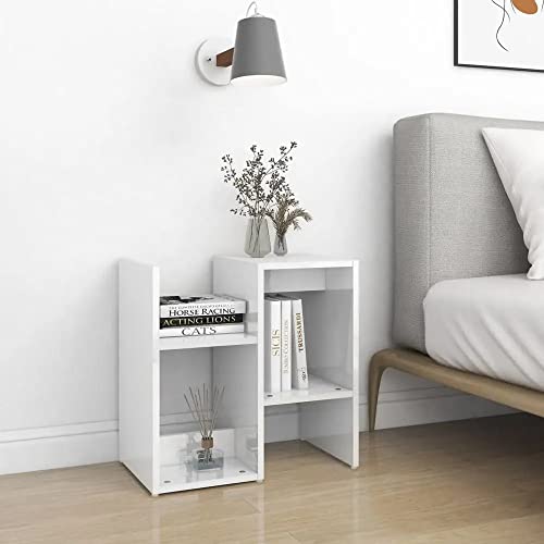 Wooden Cave Wooden Multipurpose Nightstand End Table with Storage compartments (White, 51 X 30 X 50