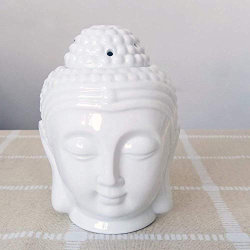 PeepalComm Ceramic Buddha Head Oil Burner Aromatherapy Wax Melt Burners Oil Diffuser, Buddha