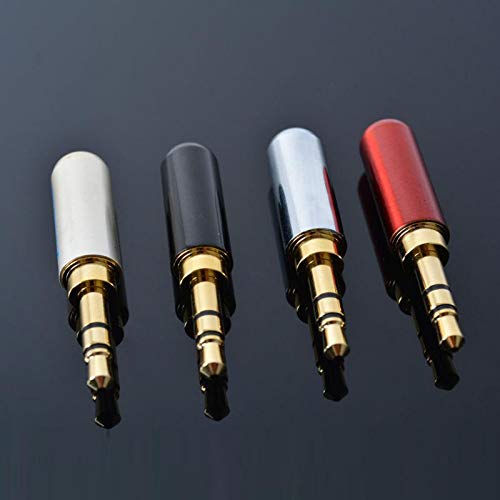HKeCart - ( 1 Piece ) 3 Pole Stereo Audio Head Copper Gold Plated 3.5mm Male Mini Jack Plug