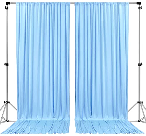 Stookin Light Blue10 feet x 10 feet Polyester Backdrop Drapes Curtains Panels with Rod Pockets -
