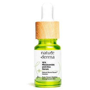 Nature Derma 10% Niacinamide & Zinc Serum with Natural Biome-Boost | Reduces Pores and Dark spots |