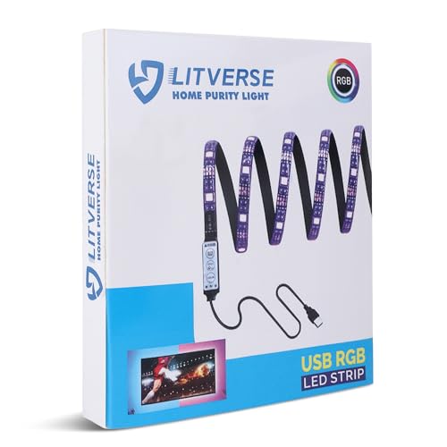LITVERSE Light Strips 4Meter | RGB 5050 Color Changing LED Strip Light with USB Cable for TV