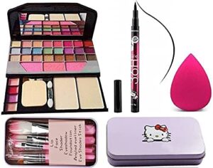 DEXKLUT TYA 6155 Multicolour Makeup Kit and 7 Pink Makeup Brushes Set, 36H Black Eyeliner Pencil