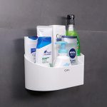 HOKIPO ® Model - AR3425 Magic Sticker Series Plastic Self Adhesive Bathroom Shelf Rack Stand (White)