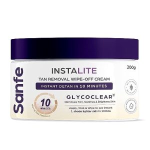 Sanfe Detan Cream Instalite Detan Wipe Off 200 gm | With Glycoclear Technology | 1 Tone Brighter in