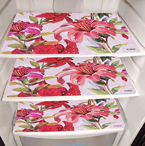 Kuber Industries Refrigerator Drawer Mat|Multipurpose & Trendy Pattern|Flower Design & Water Proof