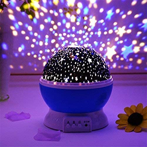 Star and Moon Rotating Light | Night Lamp for Kids Room | 360 Degree Projection with USB Cable,