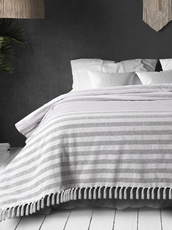 SASHAA WORLD Striped Throw Bedcover| Super Soft & Breathable | Bedcover for Living Room & Bedroom |