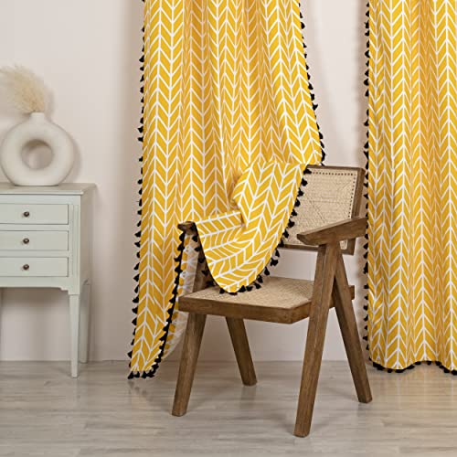 HOMEMONDE Premium Cotton Window Curtain with Luxury Fringes Bohemian Soft 5 Feet Curtains for Home
