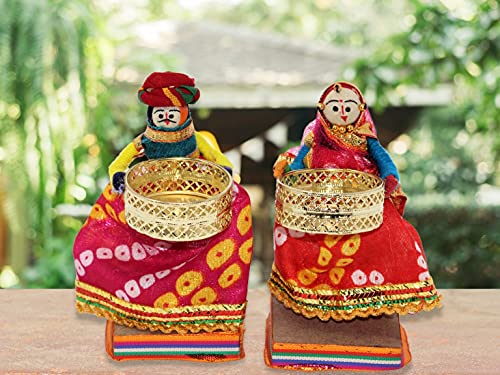 JH Gallery Handmade Recycled Material Rajasthani Dolls Puppet Tealight Candle Holder | Dolls