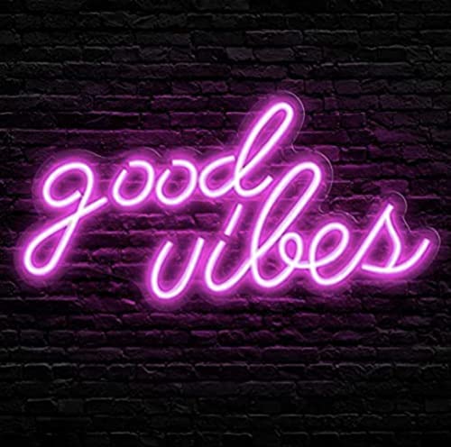 NEON SIGNS INDIA Good Vibes Neon (6X12 Inches) Pink Led Signs Lights For Bedroom, Wall Signs, Game