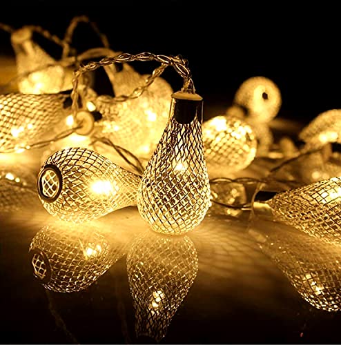 Kuber Industries Lantern Shape String Lights| Golden Metal Home Decor Light | Led Light Decoration |