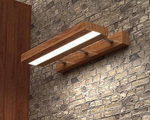 Woodman Upplight Wooden Wall Lamp for Bathroom and Study Table Living Room Rectangular Shape Ideal