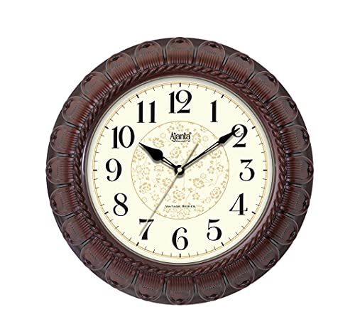 Ajanta Plastic Real Silent Sweep Movement Vintage 14 Inches Wall Clock (Oak, 366x57x367 mm)