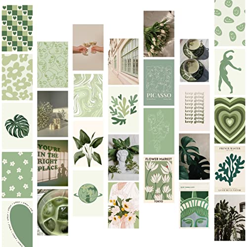 Unquote Paper Abstract Wall Art Posters, Green, Printed, 10L x 15W cm, Set of 30