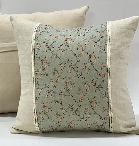 Sleepy Threads Vintage Floral Print (Set of 1) Cotton Cushion Cover/Throw with Laces for Sofa,