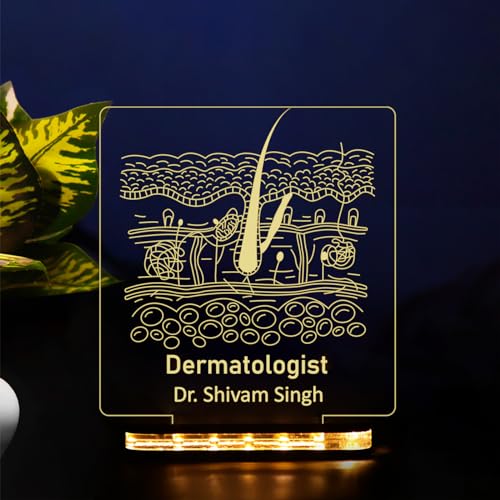 StarLaser Personalized with Name 3D Illusion Dermatologist Night Lamp with Warm White Light Gift for