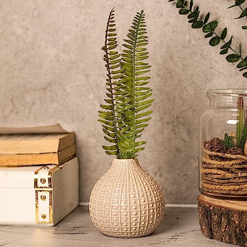 Market99 Grey Ceramic Vase - Textured Pattern, Flower Holder | Vase for Flower Pot, Gift, Home