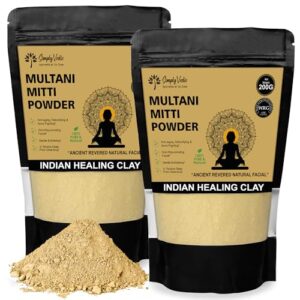 Simply Vedic 100% Natural Multani Mitti Powder Face Pack (200Gms-Pack2)| For Exfoliating Soothing