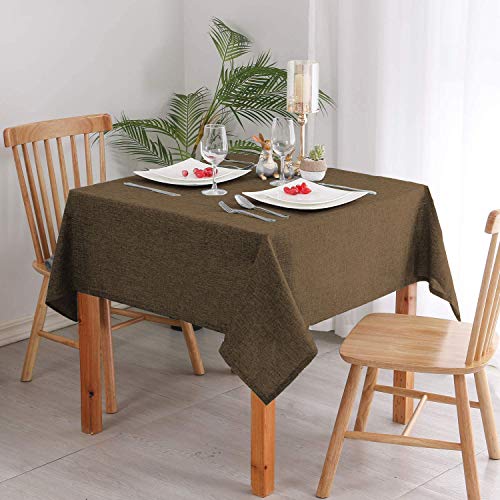 Khooti Washable Jute Fabric Solid Square Table Cover Heat Resistant Table Cover for Kitchen