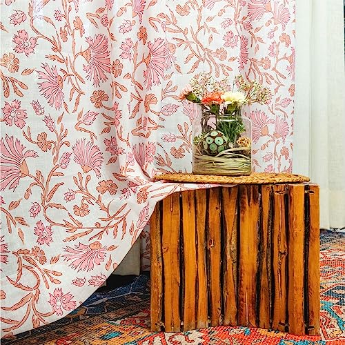 Urban Space Printed Sheer Linen Curtains for Window, Light Filtering Linen Textured Curtains with