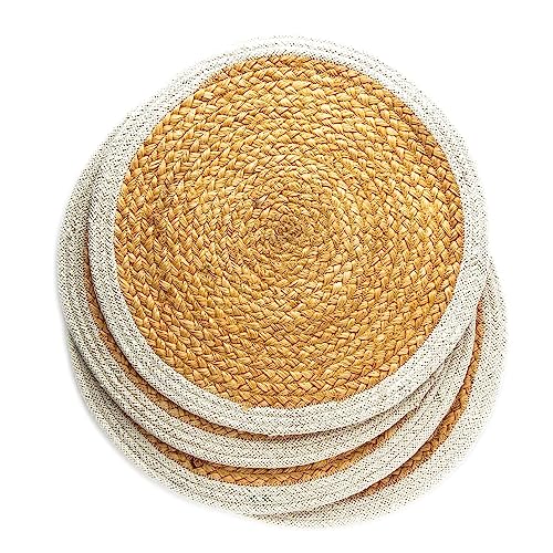 PRADECOR Jute Dining Table Mats – Placemats - Heat Resistant Coasters - Trivet for Hot Pots, Coffee