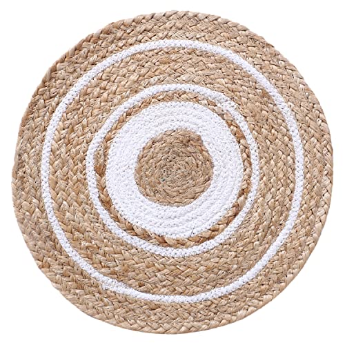 Kuber Industries Handmade Braided Carpet Rugs|Traditional Spiral Design Jute Placemat|Table Top Mat