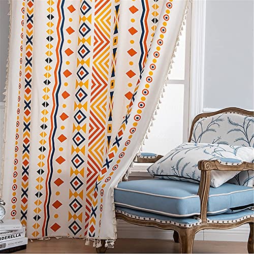 Urban Space 100% Cotton Curtain for Door, Boho Curtains 7 feet Long, 1 Piece Curtain with Tieback &