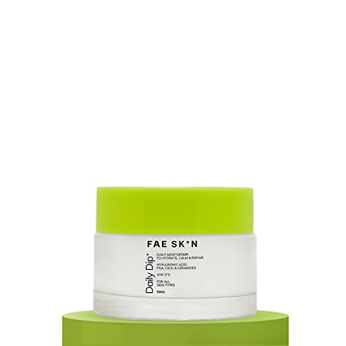 FAE Beauty Daily Dip Ceramide Moisturiser with Hyaluronic Acid & Cica For All Skin Types | Ideal For All Seasons & Climates | Lightweight, Non Sticky, Cooling & Hydrating Vegan Moisturiser - 50ml