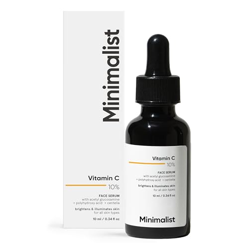 Minimalist 10% Vitamin C Face Serum for Glowing Skin (Formulated & Tested For Sensitive Skin) | Non Irritating | Non Sticky | Brightening Vit C Formula For Men and Women | 10 ml