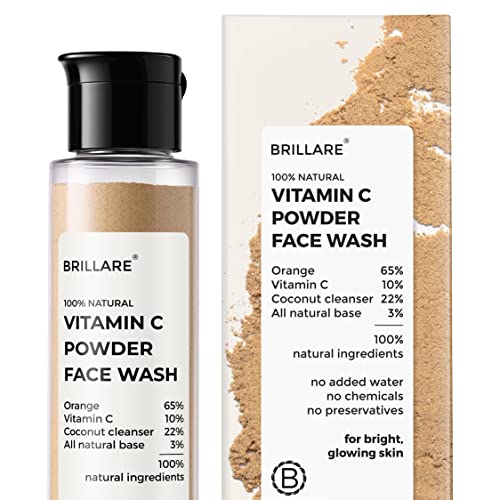 Brillare Vitamin C Face Wash for Pigmentation & Dark Spots, Coconut & Orange Face Wash for Skin Brightening, 100% Natural Powder Facewash, 30g