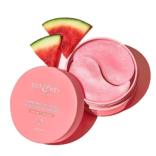 Dot & Key Watermelon Cooling Hydrogel Under Eye Patches for Dark Circles & Puffiness Reduction | With Hyaluronic & Niacinamide | Eye Patches | Instantly Hydrates, Cools & De-Puffs | 60 Patches