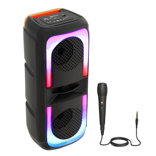 pTron Newly Launched Fusion Beats 40W Karaoke Bluetooth Party Speaker, Loud & Clear Stereo Sound, RGB Lights, 3 mtr Wired Mic, BT/USB/SD Card Playback, TWS Pairing & Type C Charging (Black)