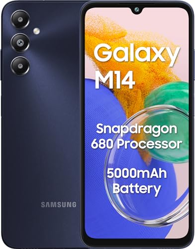 Samsung Galaxy M14 4G (Sapphire Blue,4GB,64GB) | 50MP Triple Cam | 5000mAh Battery | Snapdragon 680 Processor | 2 Gen. OS Upgrade & 4 Year Security Update | 8GB RAM with RAM Plus | without Charger
