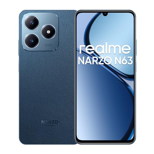 realme NARZO N63 (Leather Blue, 4GB RAM+64GB Storage) 45W Fast Charge | 5000mAh Durable Battery | 7.74mm Ultra Slim | 50MP AI Camera | AI Boost