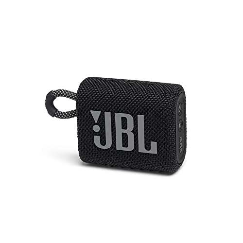 JBL Go 3, Wireless Ultra Portable Bluetooth Speaker, Pro Sound, Vibrant Colors with Rugged Fabric Design, Waterproof, Type C (without Mic, Black)