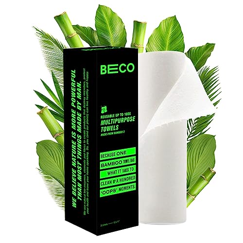 Beco Reusable Bamboo Kitchen Towel/Tissue Roll (Reusable upto 2000 times)- 20 sheets|Soft & Highly absorbent| Ecofriendly-No Trees Cut| Better alternative to Paper Tissue Roll
