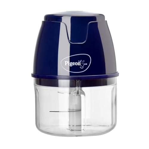 Pigeon Zoom Electric Chopper 250 ml, Portable with 3 Stainless Steel blades for Effortlessly Chopping Vegetables and Fruits - Blue