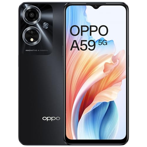 OPPO A59 5G (Starry Black, 6GB RAM, 128GB Storage) | 5000 mAh Battery with 33W SUPERVOOC Charger | 6.56" HD+ 90Hz Display | with No Cost EMI/Additional Exchange Offers