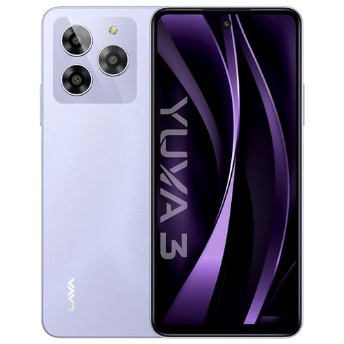 Lava Yuva 3 (Cosmic Lavender,4+4*GB RAM,UFS 2.2 128GB Storage)|Premium Glossy Back|Octacore Processor|18W fast charging|90Hz Punch Hole Display|13MP AI Triple Camera|Side Fingerprint Sensor