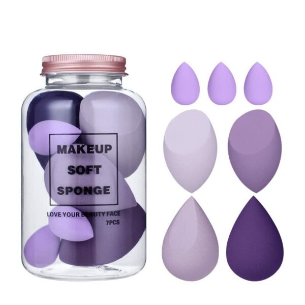 MACPLUS Makeup Sponge Set Beauty Blender with Egg Case, Soft Sponge For Liquid Foundation, Creams, and Powders Latex Free Wet and Dry Makeup (Multicolor 4 Big + 3 Mini -7 Pcs set)