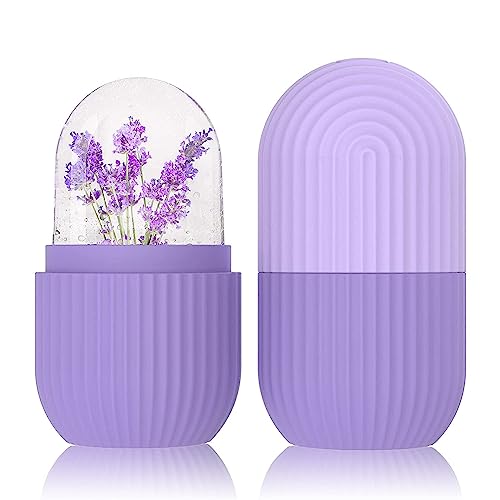 Ice Face Roller Silicone Facial Cube for Eyes Neck Massage Remove Dark Circle Pore Shrink Face Beauty Skin Care Ice Mould Kitchen Tools (PURPLE)(PACK OF-1)