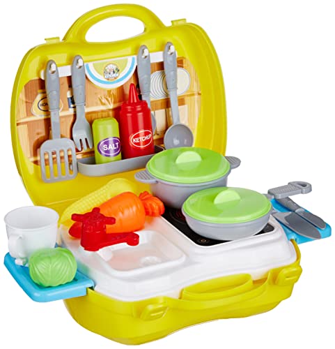 Amazon Brand - Jam & Honey Plastic Suitcase - Kitchen Set for Kids