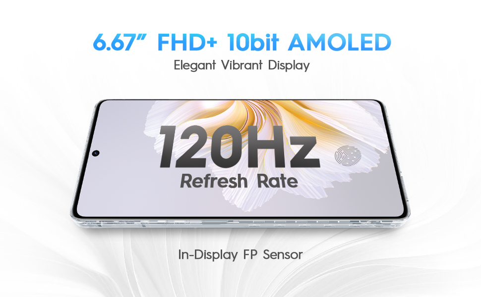6.67" 120Hz, 10bit AMOLED in display Fingerprint Sensor