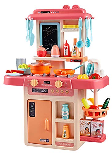 Zest 4 Toyz Kitchen Set for Kids 42 PCS Battery Oprated Pretend Play Kitchen Toy Set for Girls with Writing Slate Lights & Music Sound Plastic (Multicolor)